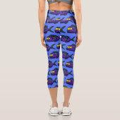 Leggings Capri Caricature de poisson de Piranha (Verso)