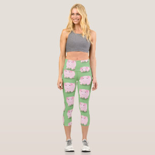 Leggings Capri Caricature de porc mignon rose pot vendue