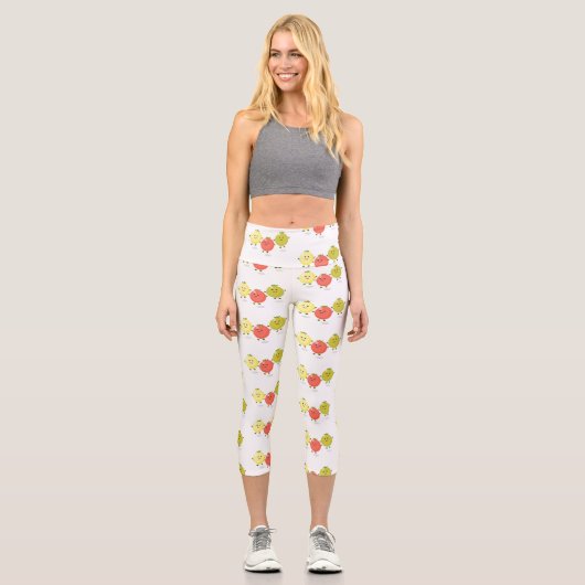 Leggings Capri Caricature de tomates cerises mûres (Recto)