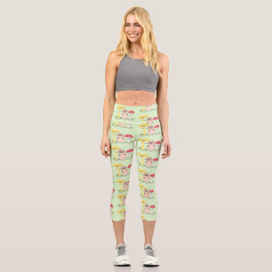 Leggings Capri Caricature des champignons de champignons de cave