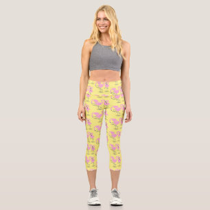 Leggings Capri Caricature en trio flamand rose mou