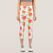 Leggings Capri Caricature jaune mangue mignonne (Recto)