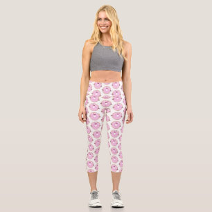 Leggings Capri Caricature joli beignet rose vitré