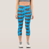 Leggings Capri Caricature joli requin baleine joyeux (Recto)