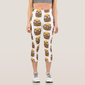 Leggings Capri Caricature joyeuse de cobaye mignonne (Recto)