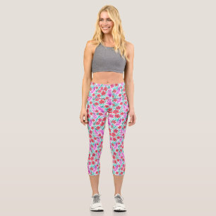 Leggings Capri Carnations rouges