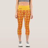Leggings Capri Carré orange et triangle motif rétro naïf (Recto)