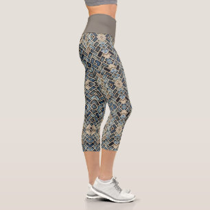 Leggings Capri carreau bleu