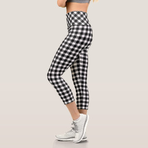 Leggings Capri Carreaux de bison noir et blanc