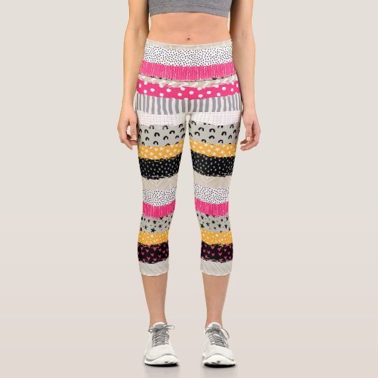 Leggings Capri Carrelage en Patchwork : Conception Versatile Sans (Recto)