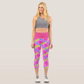Leggings Capri Carrés Abstraits Capris Hot Pink (Recto)