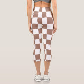 Leggings Capri Carrés Checker mocha brun blanc géométrique rétro (Verso)