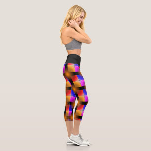 Leggings Capri Carrés de couleur vive sur Arrière - plan noir