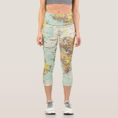 Leggings Capri Carte du monde Capris haut taille (Recto)