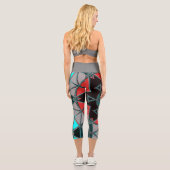 Leggings Capri Carton Mandala bleu rouge et noir (Verso)