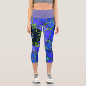 Leggings Capri Carton Mandala bleu vert et noir (Recto)