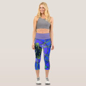 Leggings Capri Carton Mandala bleu vert et noir (Recto)