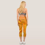 Leggings Capri Carton Mandala Fleur orange jaune et rouge (Verso)