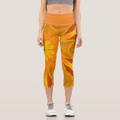 Leggings Capri Carton Mandala Fleur orange jaune et rouge (Recto)