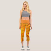 Leggings Capri Carton Mandala Fleur orange jaune et rouge (Recto)