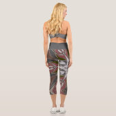 Leggings Capri Carton Mandala Flower blanc rouge et vert (Verso)