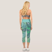 Leggings Capri Carton Mandala Flower bleu et vert (Verso)