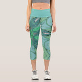 Leggings Capri Carton Mandala Flower bleu et vert (Recto)