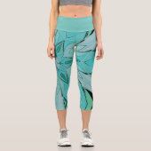 Leggings Capri Carton Mandala Flower bleu et vert (Recto)