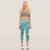 Leggings Capri Carton Mandala Flower bleu et vert (Recto)