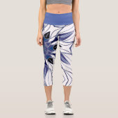 Leggings Capri Carton Mandala Flower bleu violet et blanc (Recto)