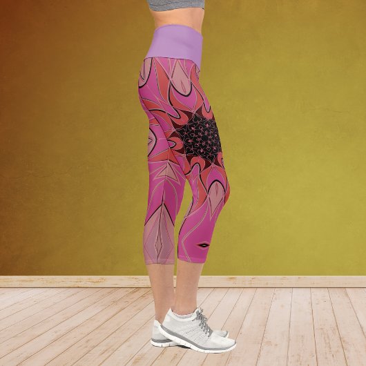 Leggings Capri Carton Mandala Flower Pink