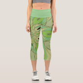 Leggings Capri Carton Mandala Flower vert et bleu (Recto)