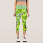 Leggings Capri Carton Mandala Flower vert et rose (Recto)