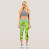 Leggings Capri Carton Mandala Flower vert et rose (Recto)