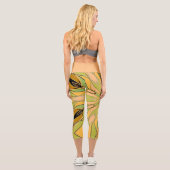Leggings Capri Carton Mandala Flower vert Jaune et orange (Verso)