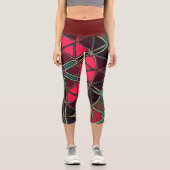 Leggings Capri Carton Mandala Rouge et Vert (Recto)