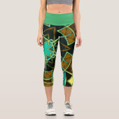 Leggings Capri Carton Mandala Vert noir et jaune (Recto)