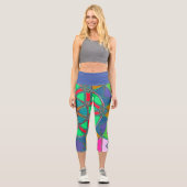 Leggings Capri Carton Mandala Vert Rouge et Bleu (Recto)