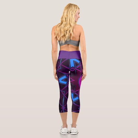 Leggings Capri Carton Mandala violet rose et bleu (Verso)
