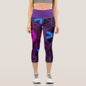 Leggings Capri Carton Mandala violet rose et bleu (Recto)