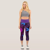 Leggings Capri Carton Mandala violet rose et bleu (Recto)