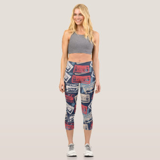 Leggings Capri Cassettes Vielles Musique Vintage sans couture