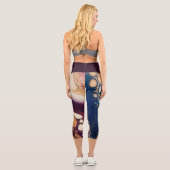 Leggings Capri Celestial Fluid Marble in Midnight Gold (Verso)