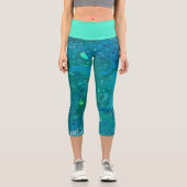 Leggings Capri Cellules Azure, Cyan Lumineux (Recto)