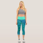 Leggings Capri Cellules Azure, Cyan Lumineux (Recto)