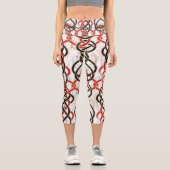 Leggings Capri Celtic Knot Majesty - Rouge, noir et blanc (Recto)