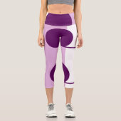 Leggings Capri Cercle d'art Abstrait violet rose blanc (Recto)