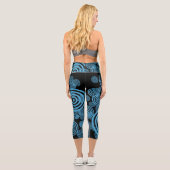 Leggings Capri Cercles bleus modernes et tendance sur noir (Verso)