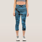 Leggings Capri Cercles bleus modernes et tendance sur noir (Recto)