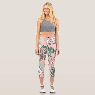 Leggings Capri Cercles D'Illusion Optique : Patte Monochrome Sans